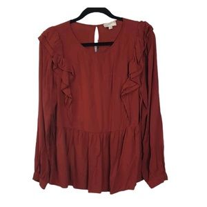 Loft Outlet Maroon Ruffle Top